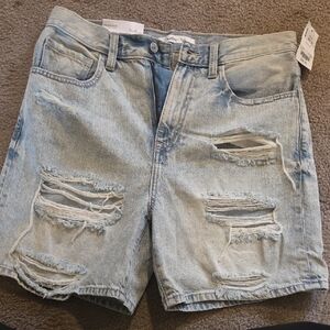 Distressed Light Blue Jean Shorts
